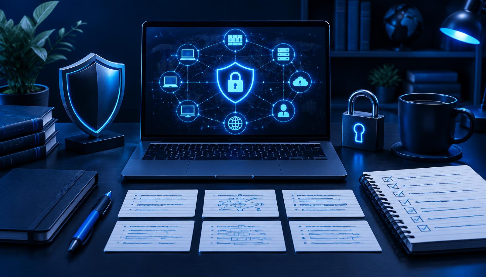 Editorial illustration for Cyber security exam questions and answers: a printable revision sheet